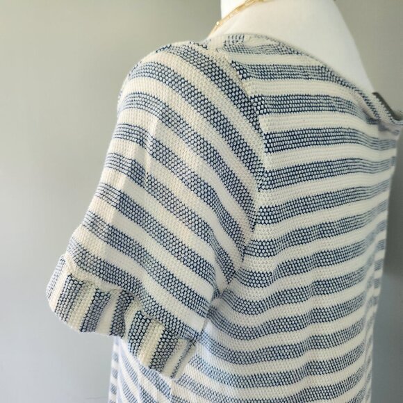Anthropologie Sunday in Brooklyn Blue and White Stripe Short Sleeve Top Size M - Picture 3 of 13